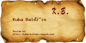 Kuba Balázs névjegykártya
